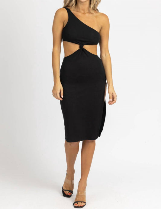 FRONT KNOT ASYMMETRIC MIDI DRESS
