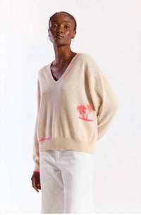 Brodie Cashmere - Palm Pocket V-neck Lace Sweater