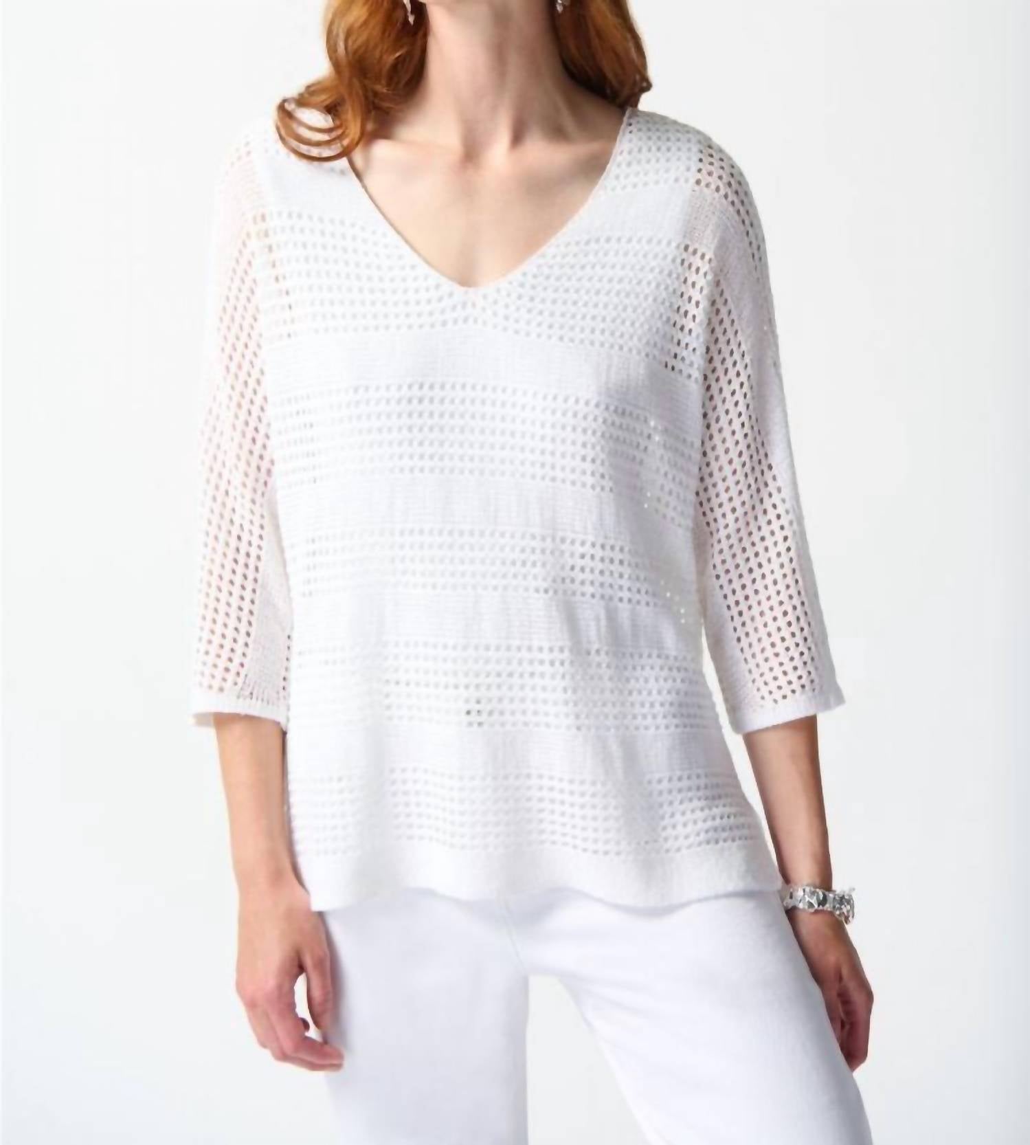 Joseph Ribkoff - Open Knit 3/4 Dolman Sleeve Sweater