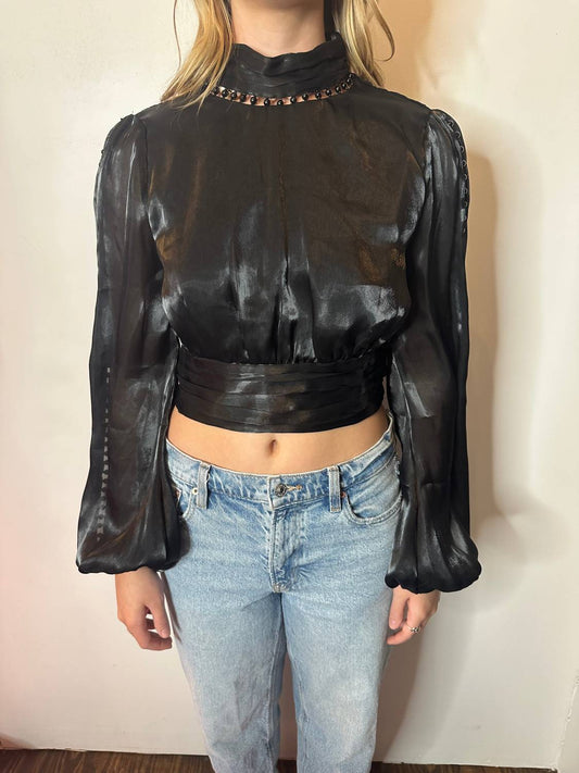 Mainstrip - Elise Backless Cropped Sleeve Blouse