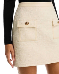 Stellah - Tweed Mini Skirt with Leather Trim