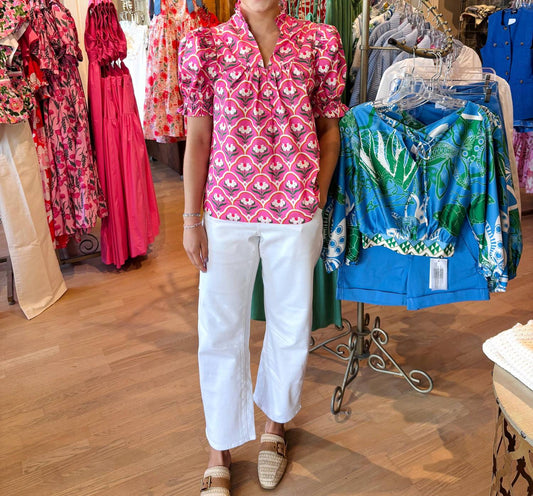 Entro - Floral Scallop Motif Top