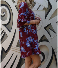 Angie - Floral Double Ruffle Sleeve Dress