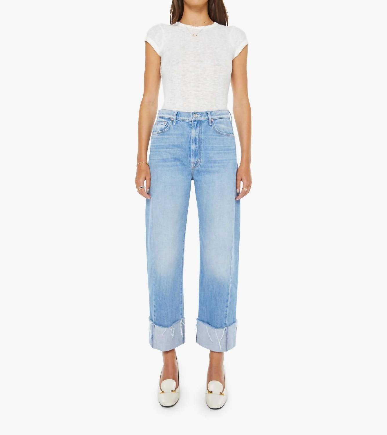 Mother - Half Pipe Ankle Cuff Fray Jean