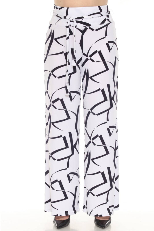 Joseph Ribkoff - Geometric Belted Wide Leg Pants