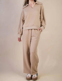 Very J - Textured Knit Casual Top And Pants Set