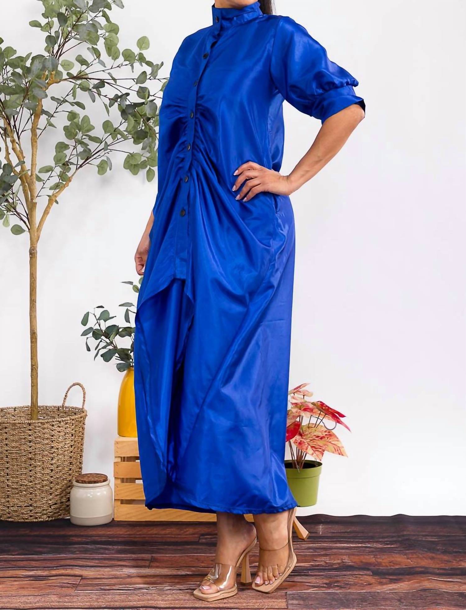 Karen T Design - Button Down Rutched Midi Dress