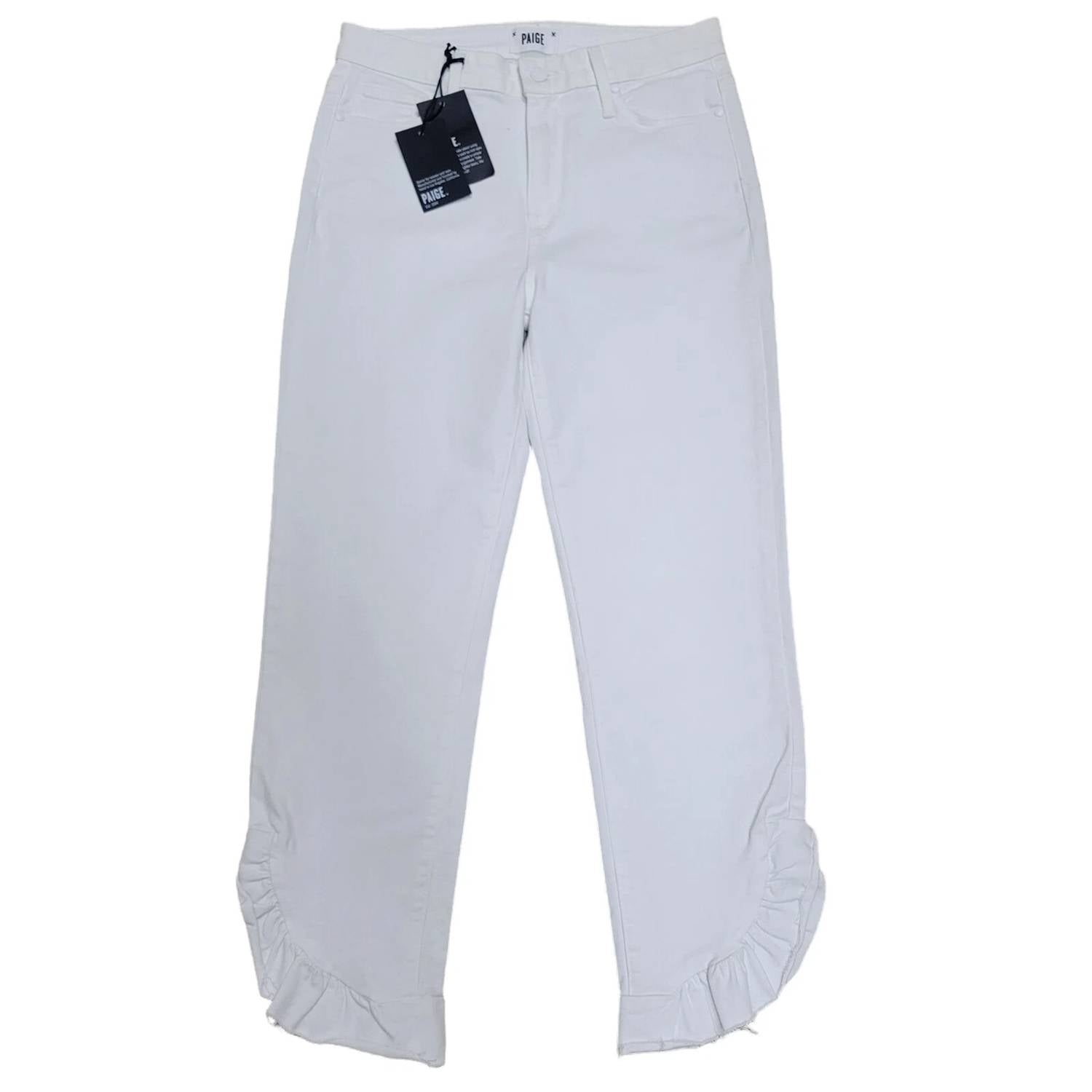 Paige - Hoxton Straight Ruffle-detail Ankle Jeans