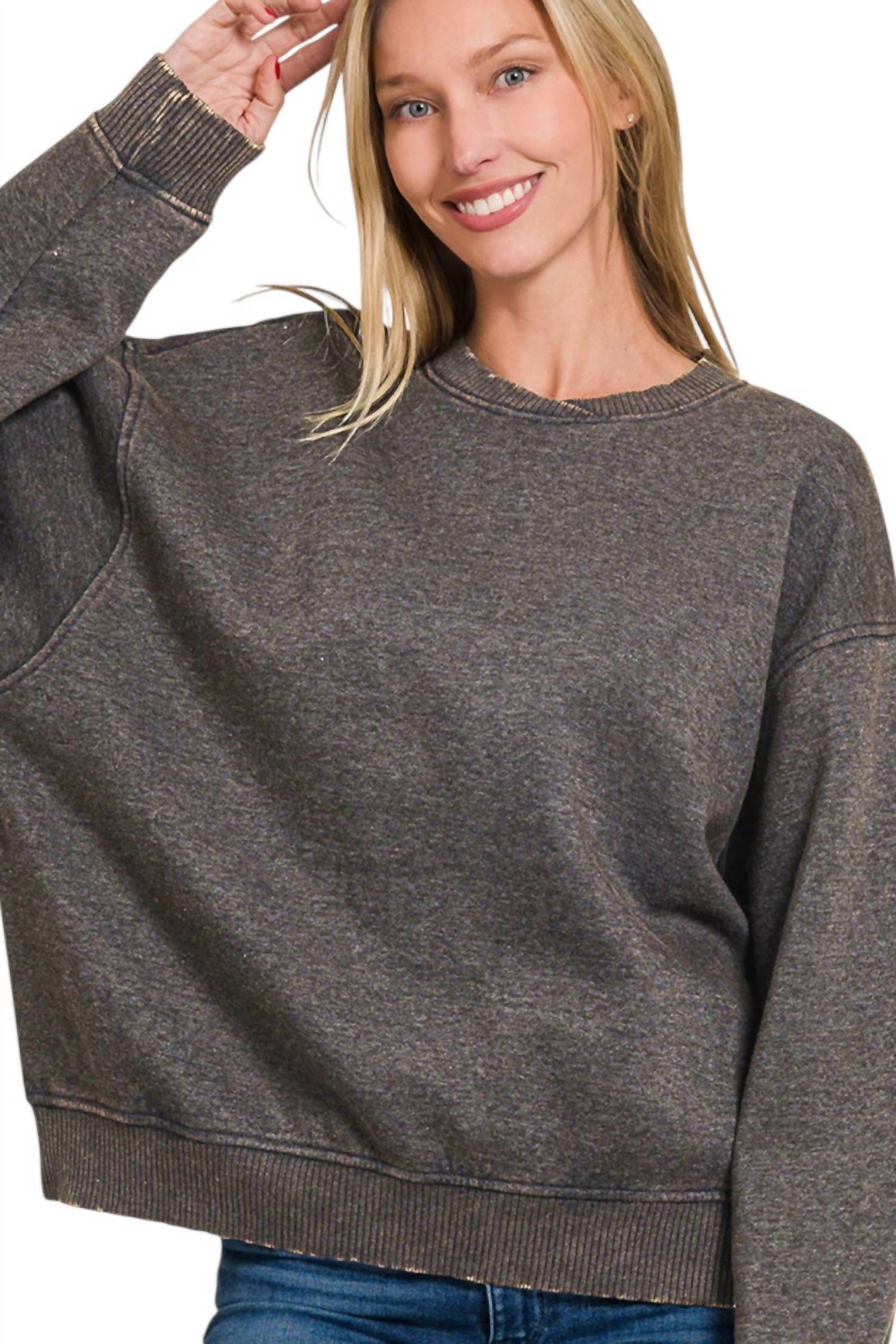 Zenana - Blackout Comfort Crewneck Top