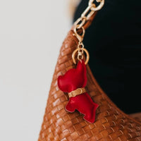 Pretty Simple Women's Scottie Puppy Vegan Leather Bag Charm in red - women's item - detail view