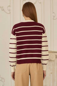 She + Sky - Stripe V-neck Cardigan