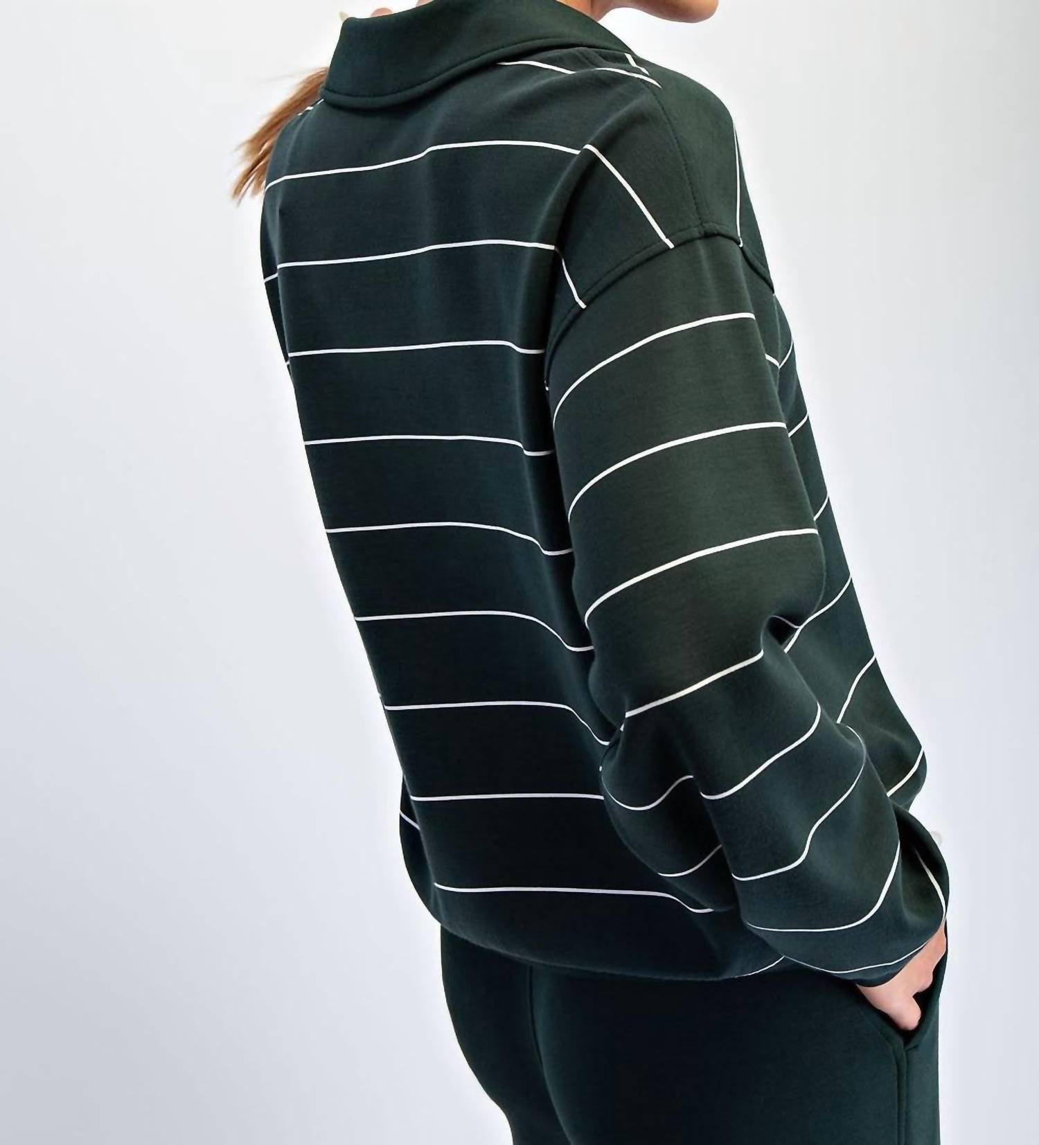 Rae Mode - Women's Modal Scuba Stripe Polo Top