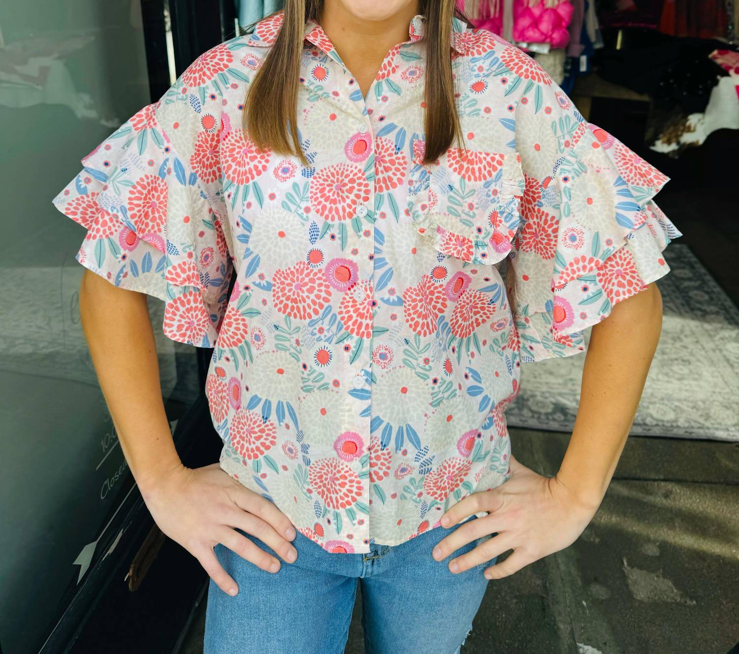 Ivy Jane - Double Flounce Sleeve Top