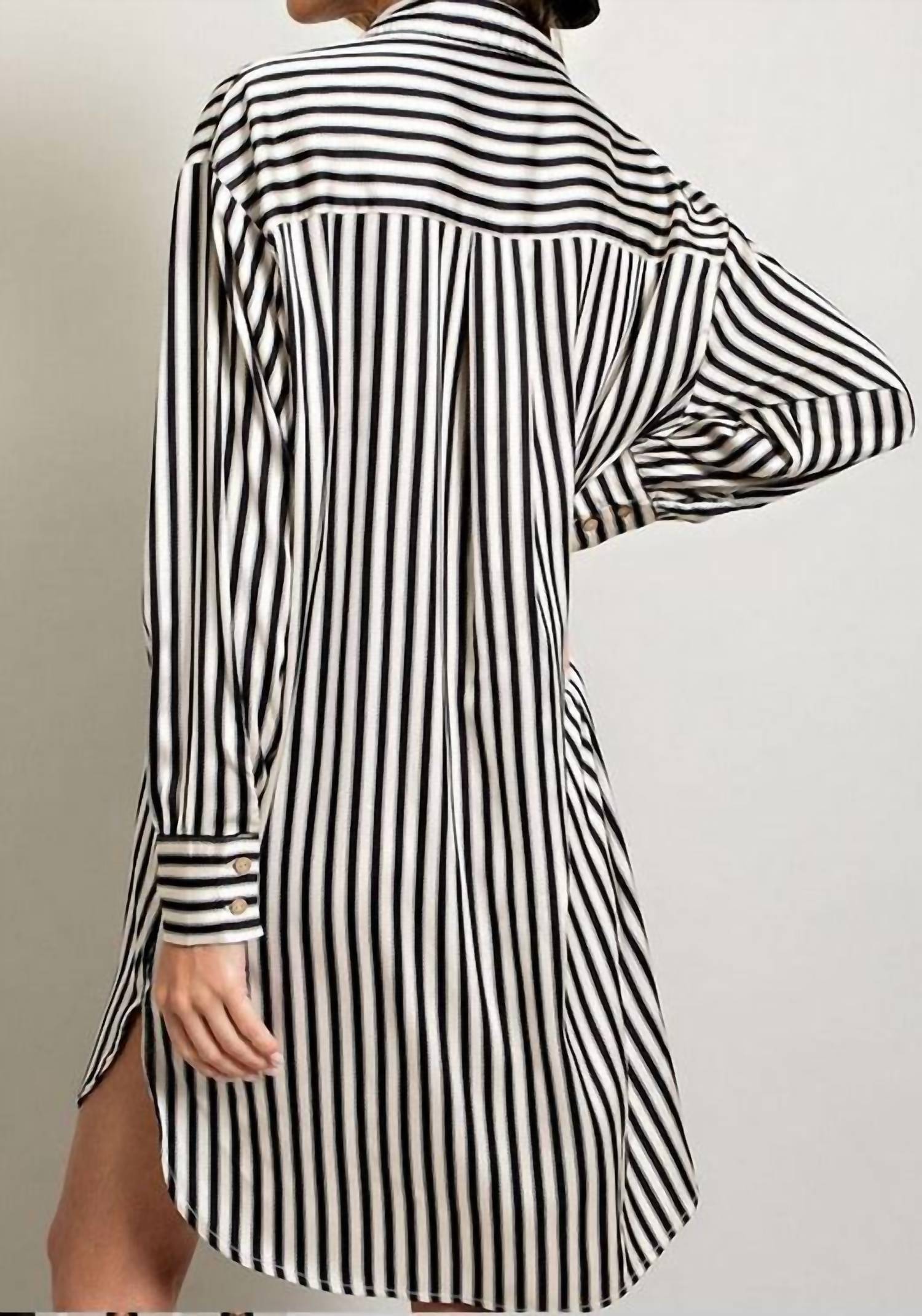 Ee:Some - Classic Striped Shirt Dress