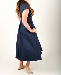 SHE + SKY Denim Darling Midi Dress in blue - women's dress - alternate view