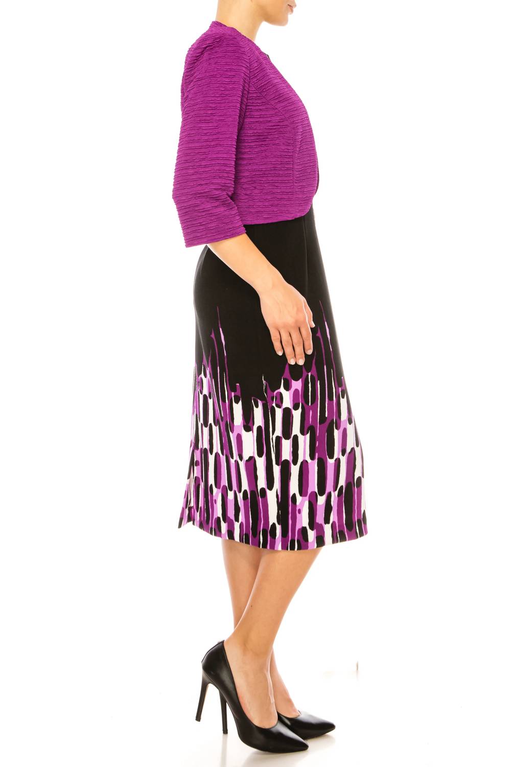 Maya Brooke - Abstract Print Cropped Jacket Dress