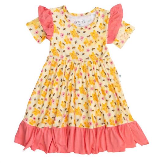 Laree + Co. - Girls Bellagrace Bamboo Ruffle Spin Dress