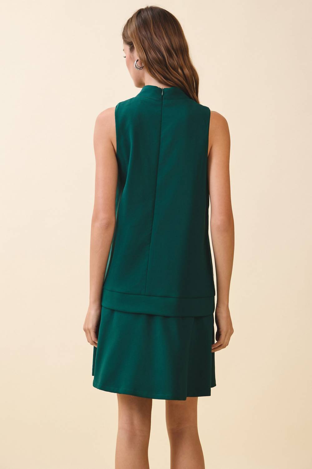 Nyland - Amalie Sleeveless Mock Neck Layered Hem Shift Dress