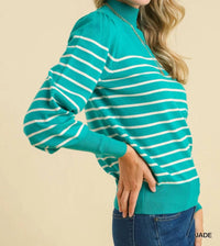 Umgee - High Neck Stripe Sweater