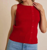 Gilli - Boat Neck Button Up Ribbed Top