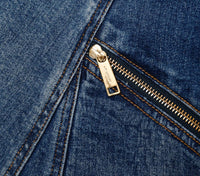 Self-Portrait - Denim Flared Mini Dress