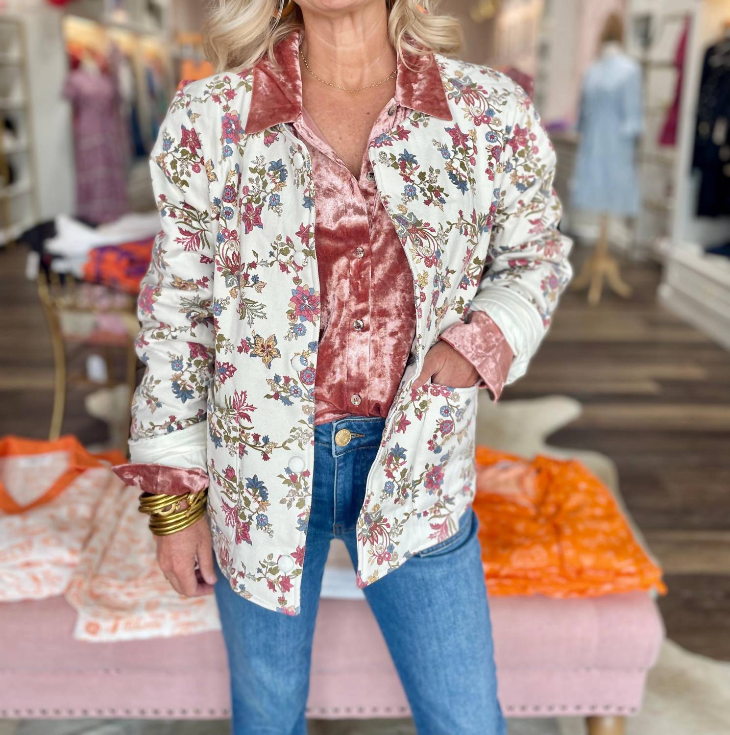 Skies Are Blue - Floral Quilted Jacket