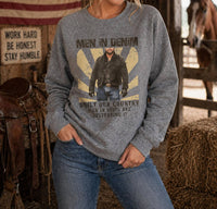 Legend Or Lies - Men In Denim Rip Crew Neck Sweatshirt