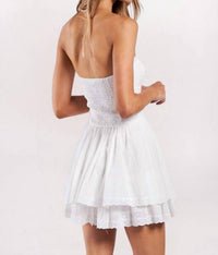 Sky To Moon - Women's Strapless Eyelet V Seam Mini Dress