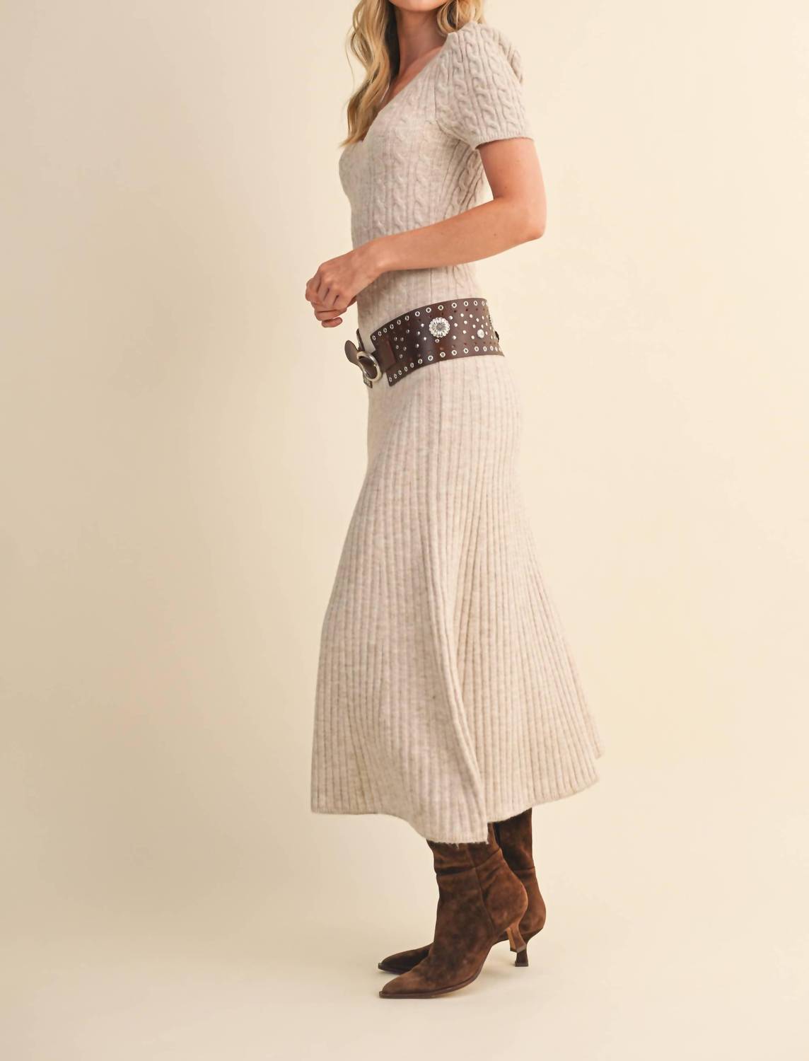 Klesis - Cable Knit Midi Sweater Dress