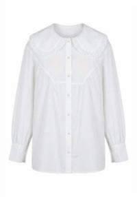 P.CILL Women's Sweet Lace Collar Cotton Blouse in white - women's blouse