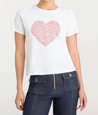 cinq a sept Rhinestone Doodle Heart Shrunken Tee in white bisou - women's t-shirt