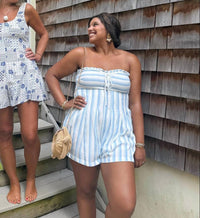 Illa Illa - Women's Strapless Striped Romper