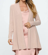 Renee C - Brushed Knit Draped Cardigan With Cashmere Feel