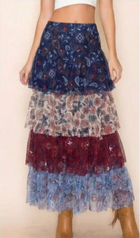 Way - Mesh Tiered Midi Skirt