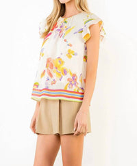 Thml - Short Ruffled Sleeve Floral Top