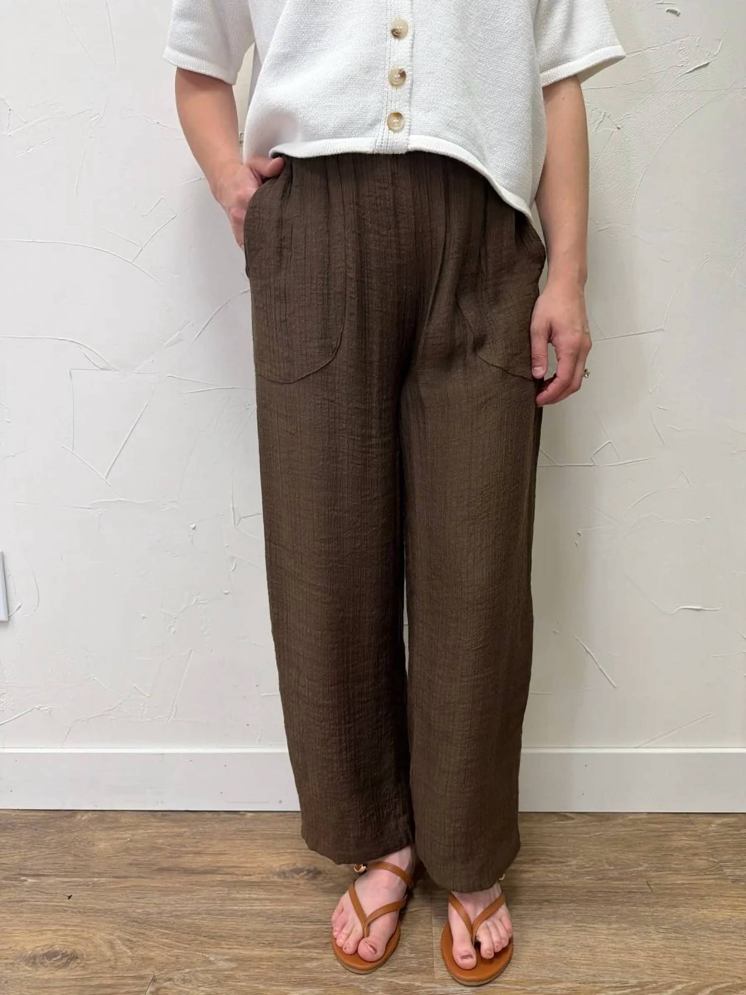 Blu Pepper - Textured High Elastic Waist Lounge Pants