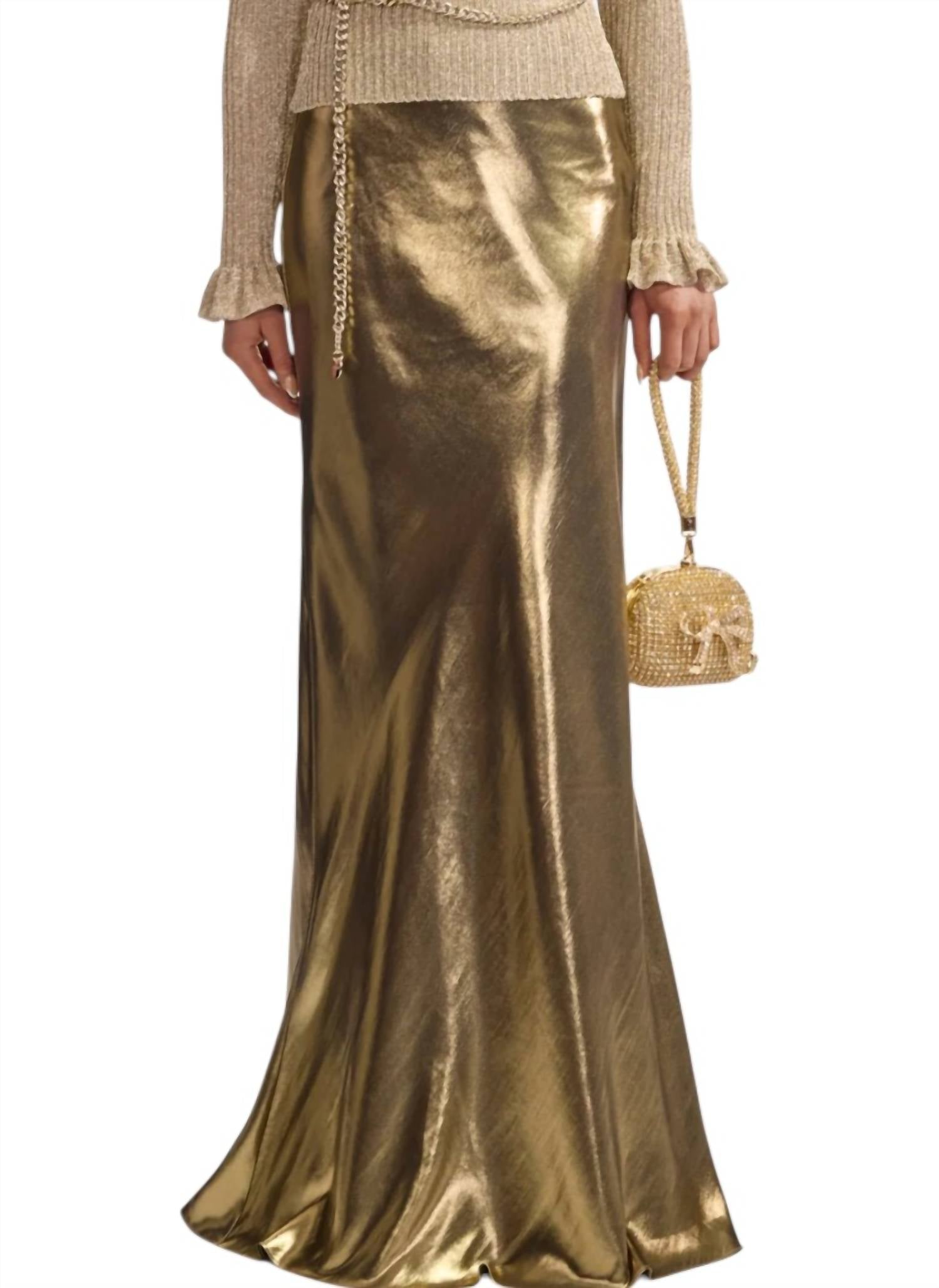 Self-Portrait - Metallic Maxi Skirt