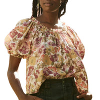 THE GREAT. Women's The Garland Top in golden lilac flower - women's blouse