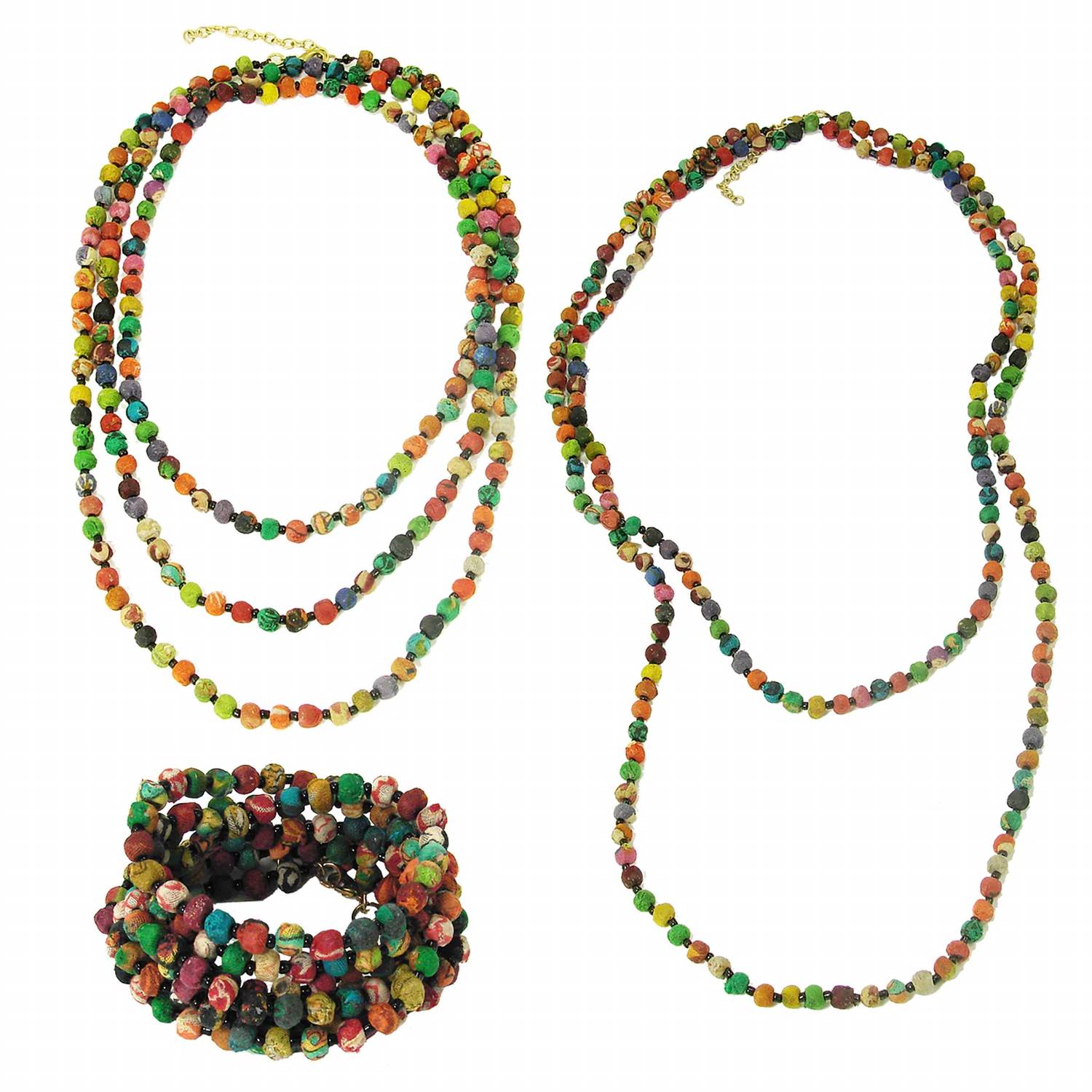 World Finds - Women's Kantha Bead Long Necklace