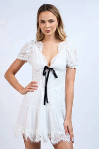 Sky To Moon - Floral Embroidered Lace Dress