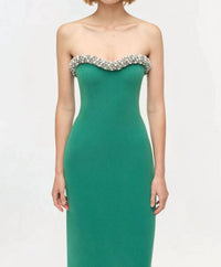 SIMKHAI Riona Embellished Bustier Gown in kelly green - women's dress - view 4