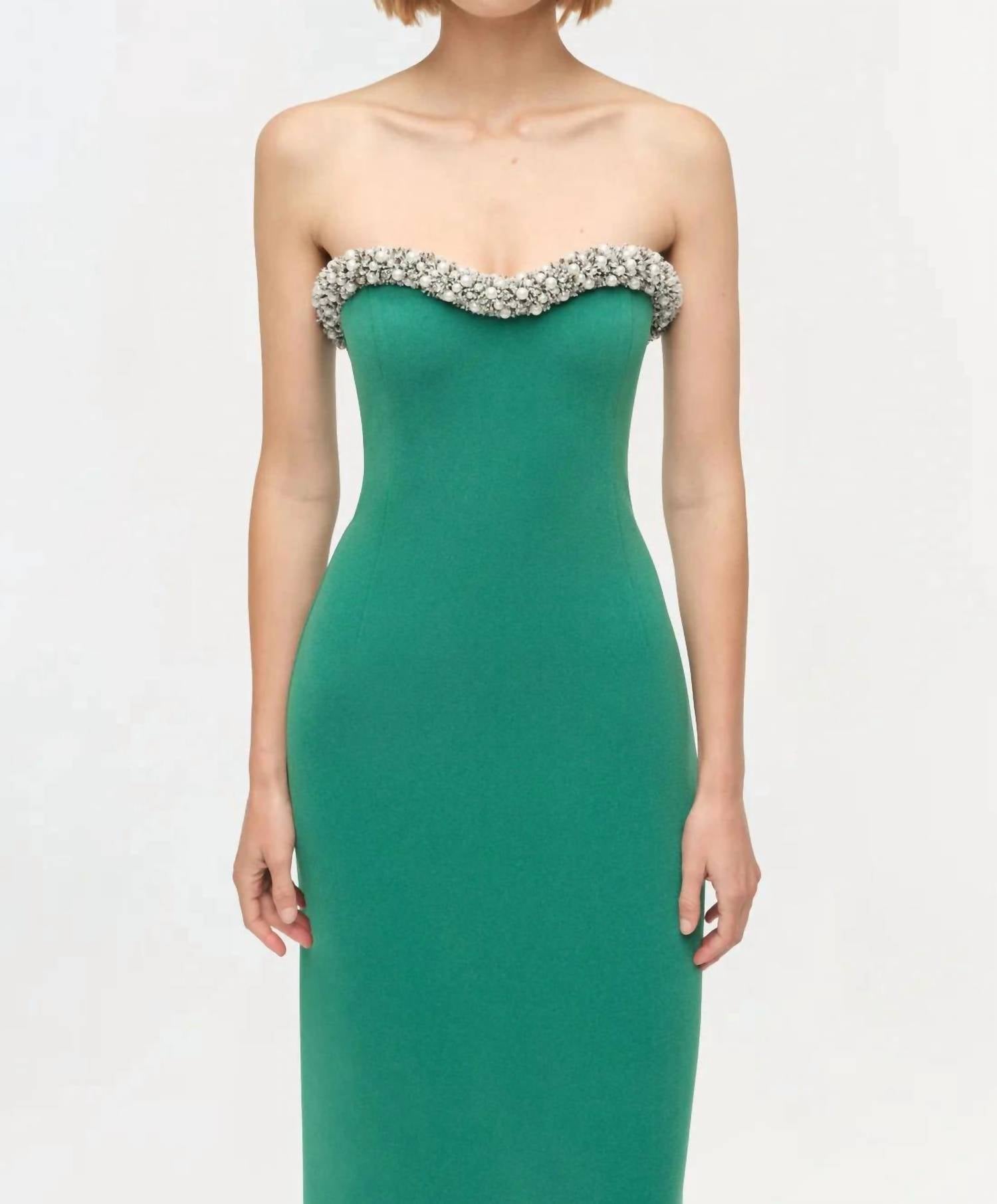 SIMKHAI Riona Embellished Bustier Gown in kelly green - women's dress - view 4