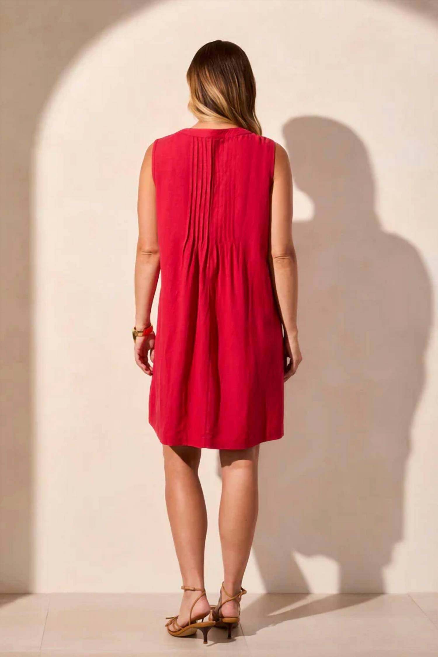 Tribal - Pleated Sleeveless Mini Dress
