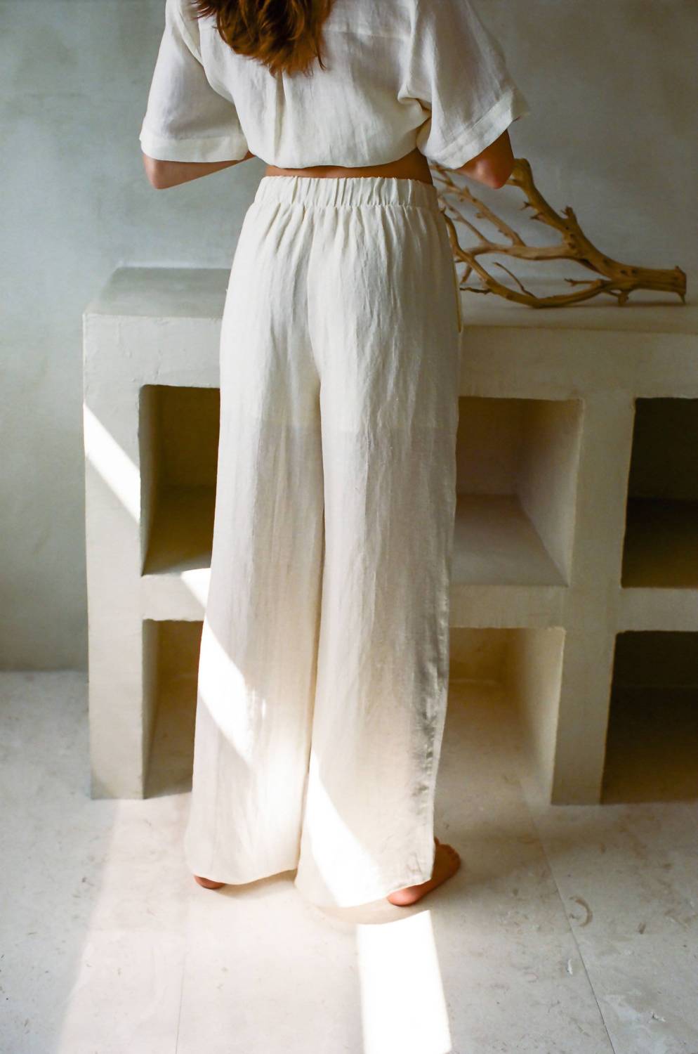 By Together High Waisted Wide Leg Pants in white - women's pants - detail view