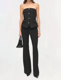 SIMKHAI Cambrie Velvet Trimmed Bustier Top in black - women's blouse