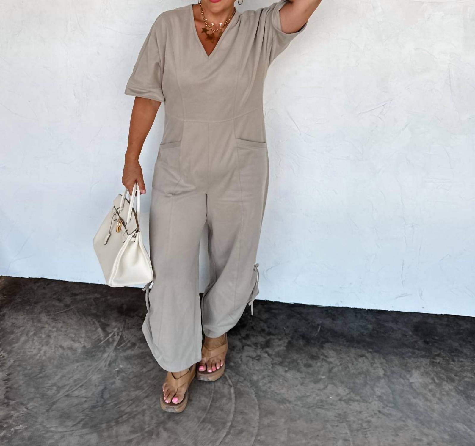 BLAKELEY Cam Luxe Loung Jumpsuit in mocha - women's pants