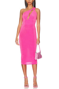 Katie May - Women's One Shoulder Sleeveless Cutout Bodycon Midi Ash Dress