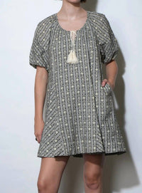 Greylin - Elena Stripe Bubble Sleeve Mini Dress