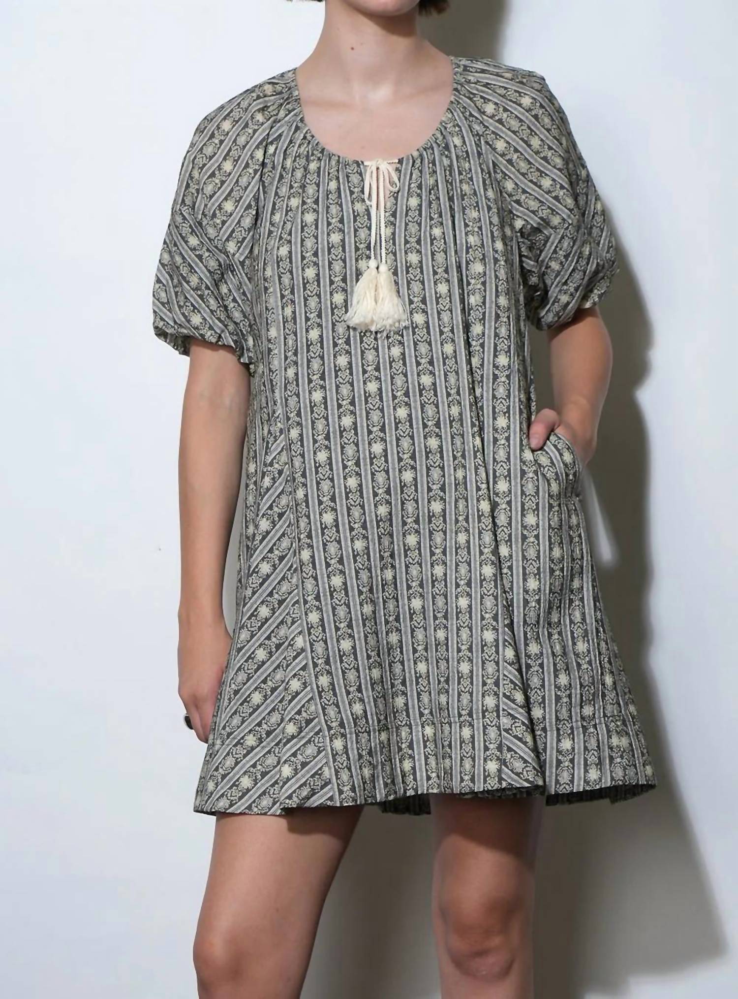 Greylin - Elena Stripe Bubble Sleeve Mini Dress