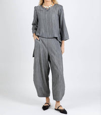 Ozai N Ku Aida V-neck Tunic in grey - women's shirt - detail view